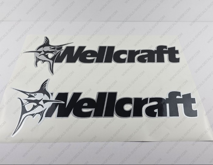 Wellcraft Boat Logo V4 Silver Decal Set of 2